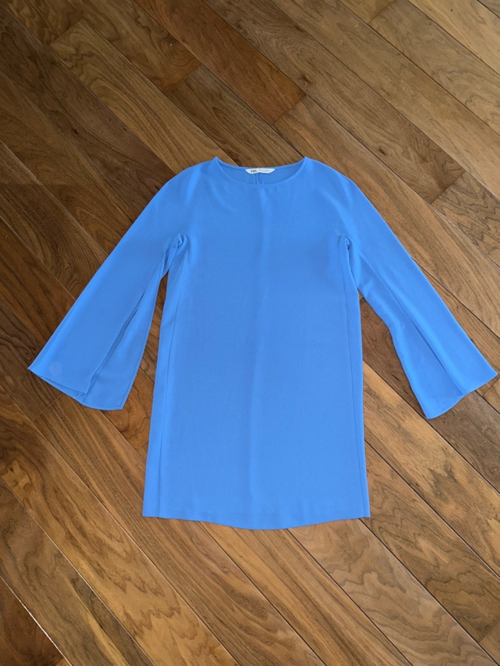 Zara Sky Blue Crewneck Shift Top